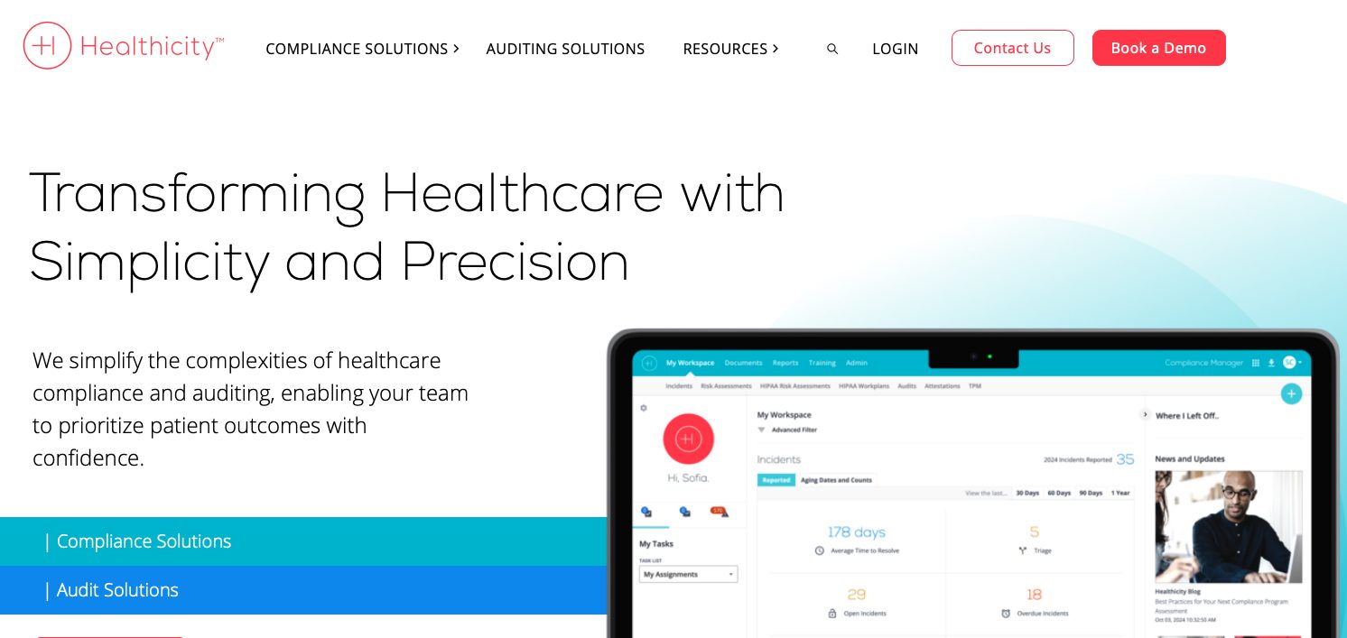 Screenshot of Healthicity website landing page